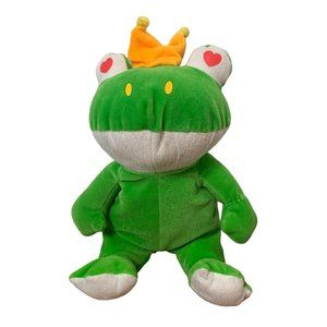Dreamland Toys Frog Prince Plush Wearing Crown Stuffed Animal Heart Eyes 11.5”